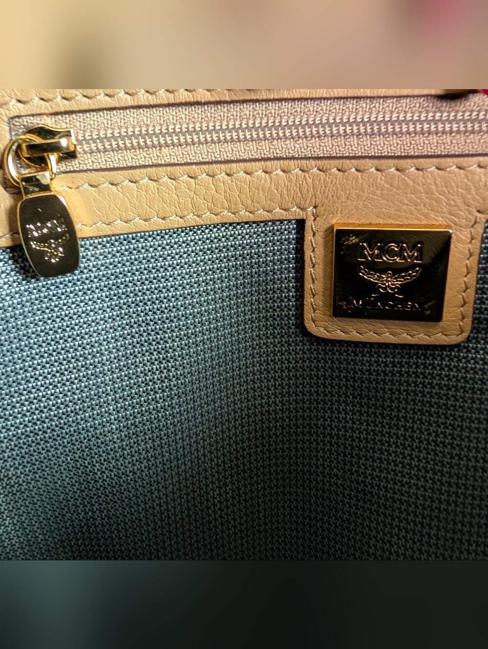 MCM Beige Visetos Side Studs Stark Medium Backpack with Black Logo Print - Picture 13 of 15